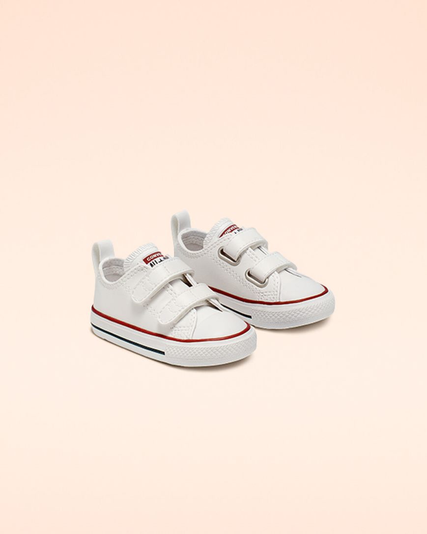 Girls' Converse Chuck Taylor All Star Easy-On Leather Low Top Shoes White | AU 61308R